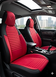 SPORT SERİSİ - KIRMIZI BABYFACE KUMAŞ ve DERİ KOLTUK KILIFI VE BAŞLIĞI & FULL SET